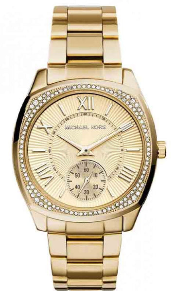  Shop Authentic Michael Kors Byrn Quartz Gold Dial Gold Steel Strap Watch For Women - MK6134 - Luxxuri