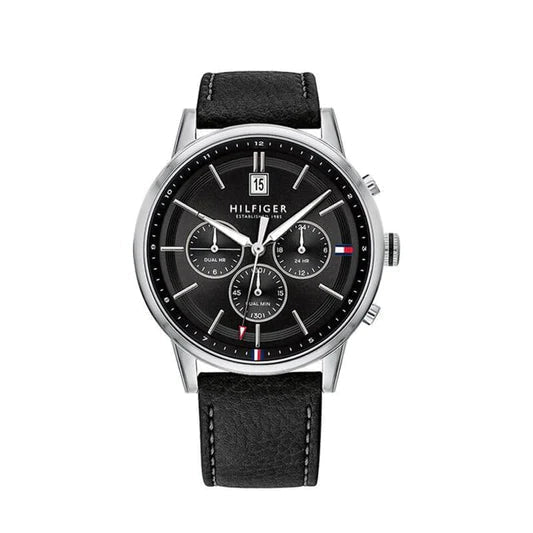  Shop Authentic Tommy Hilfiger Kyle Quartz Black Dial Black Leather Strap Watch for Men - 1791630 - Luxxuri