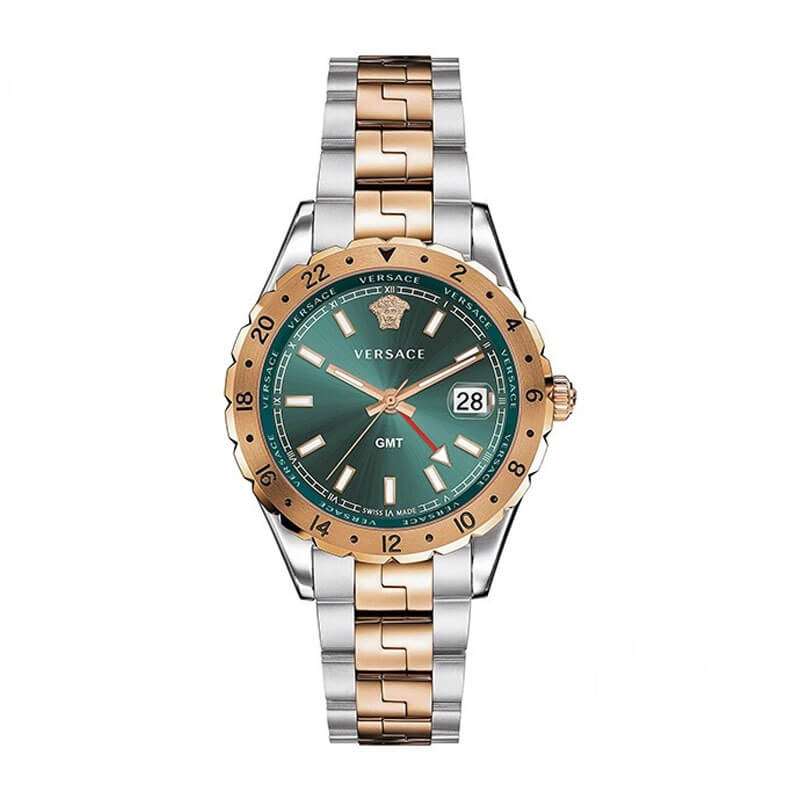  Shop Authentic Versace Hellenyium GMT Green Dial Two Tone Steel Strap Watch for Men - V11050015 - Luxxuri