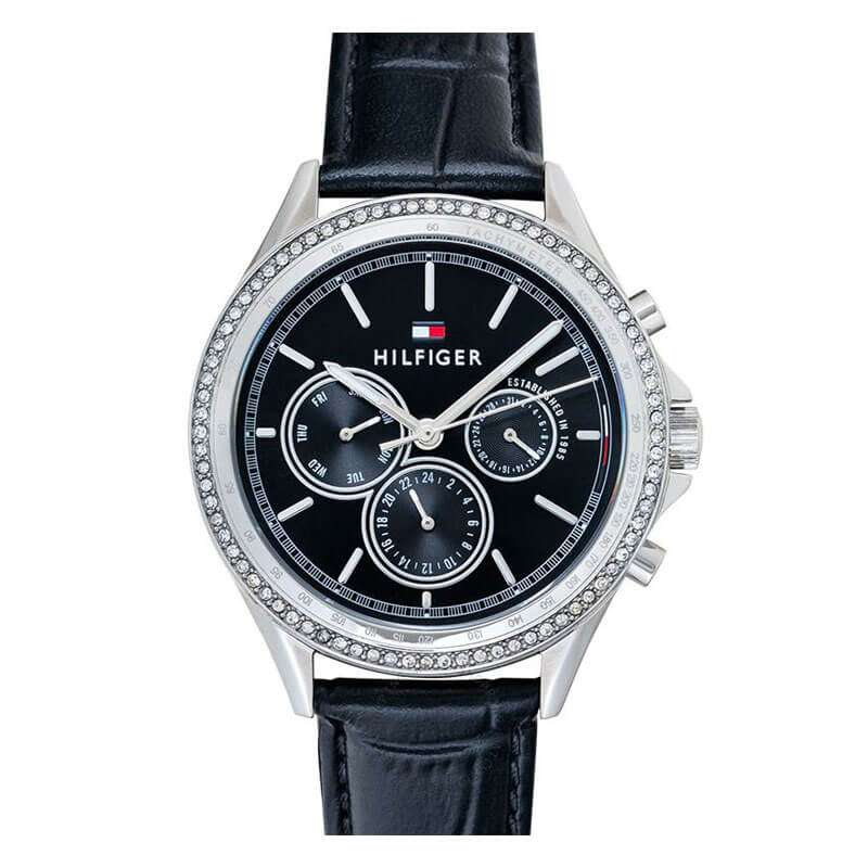  Shop Authentic Tommy Hilfiger Ari Diamonds Black Dial Black Leather Strap Watch for Women - 1781981 - Luxxuri