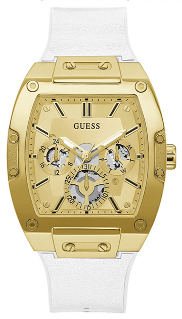  Shop Authentic Guess Phoenix Multifunction Gold Dial White Leather Strap Watch for Men - GW0202G6 - Luxxuri