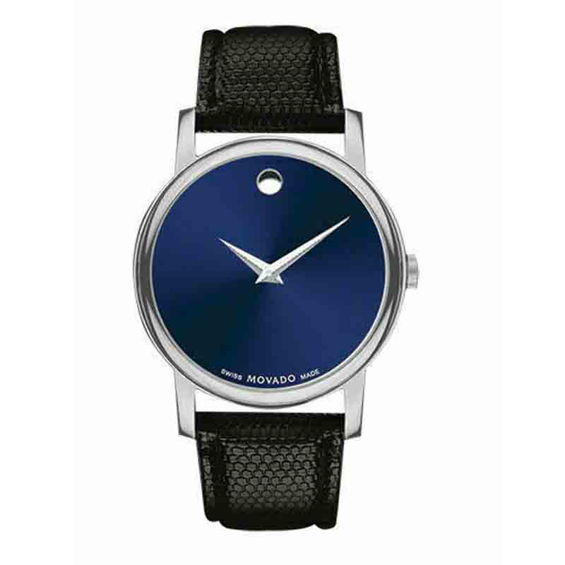  Shop Authentic Movado Museum Blue Dial Black Leather Strap Watch For  Men - 2100009 - Luxxuri