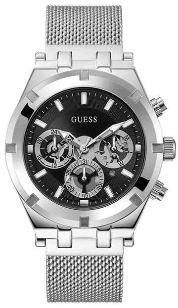  Shop Authentic Guess Continental Quartz Black Dial Silver Mesh Strap Watch For Men - GW0582G1 - Luxxuri