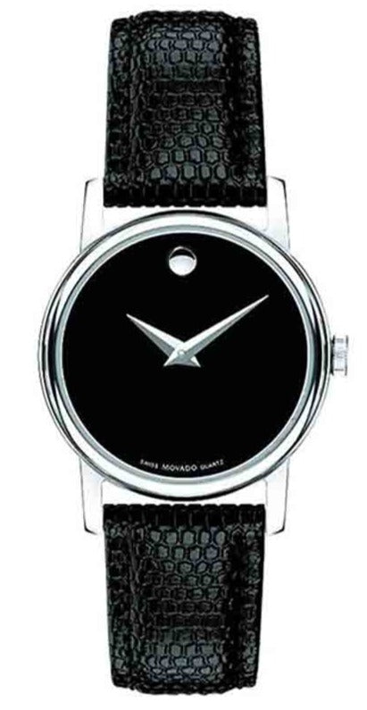  Shop Authentic Movado Museum Black Dial Black Leather Strap Watch For Women - 2100004 - Luxxuri