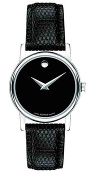  Shop Authentic Movado Museum Black Dial Black Leather Strap Watch For Women - 2100004 - Luxxuri
