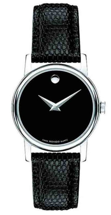  Shop Authentic Movado Museum Black Dial Black Leather Strap Watch For Women - 2100004 - Luxxuri