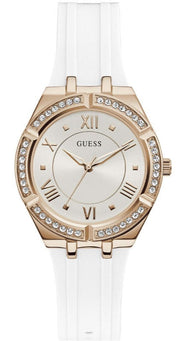  Shop Authentic Guess Cosmo Diamonds Silver Dial White Rubber Strap Watch for Women - GW0034L2 - Luxxuri