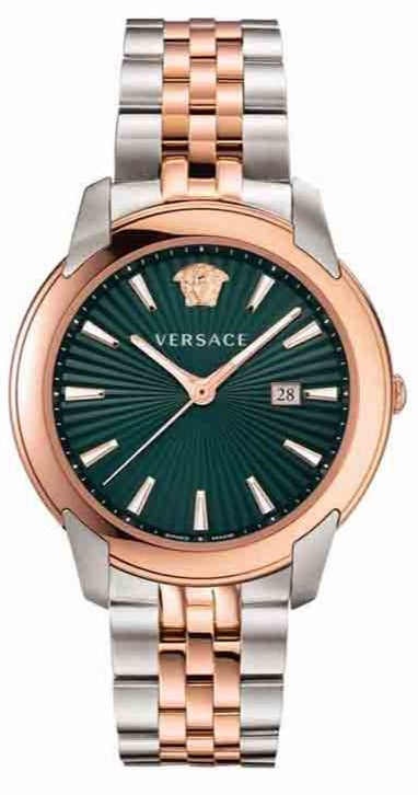  Shop Authentic Versace V-Urban Green Dial Two Tone Steel Strap Watch for Men - VELQ00619 - Luxxuri