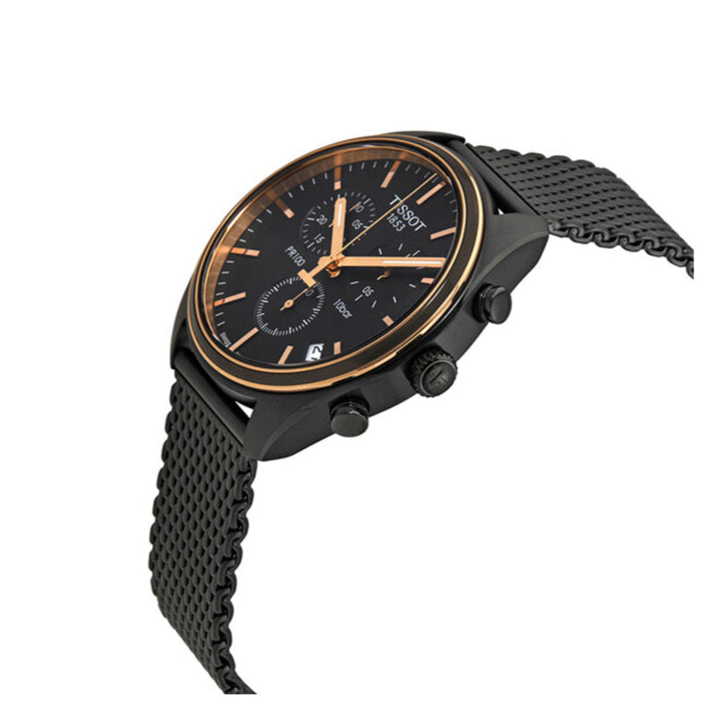  Shop Authentic Tissot T Classic PR 100 Chronograph Anthracite Black Dial Black Mesh Bracelet Watch For Men - T101.417.23.061.00 - Luxxuri