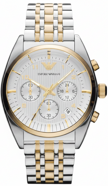 Emporio Armani Classic White Dial Two Tone Steel Strap Watch for Men  - AR11603