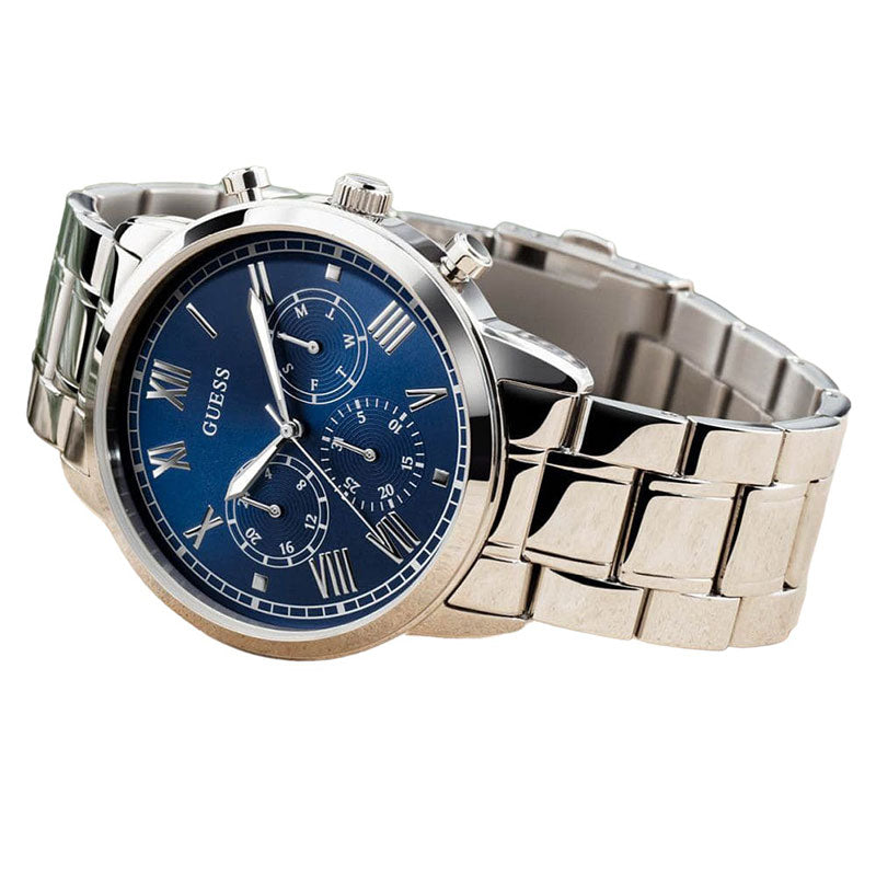  Shop Authentic Guess Hendrix Chronograph Blue Dial Silver Steel Strap Watch for Men - W1309G1 - Luxxuri