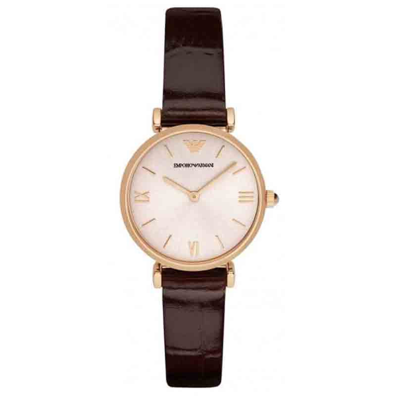  Shop Authentic Emporio Armani Classic Quartz Pink Dial Brown Leather Strap Watch For Women - AR1911 - Luxxuri
