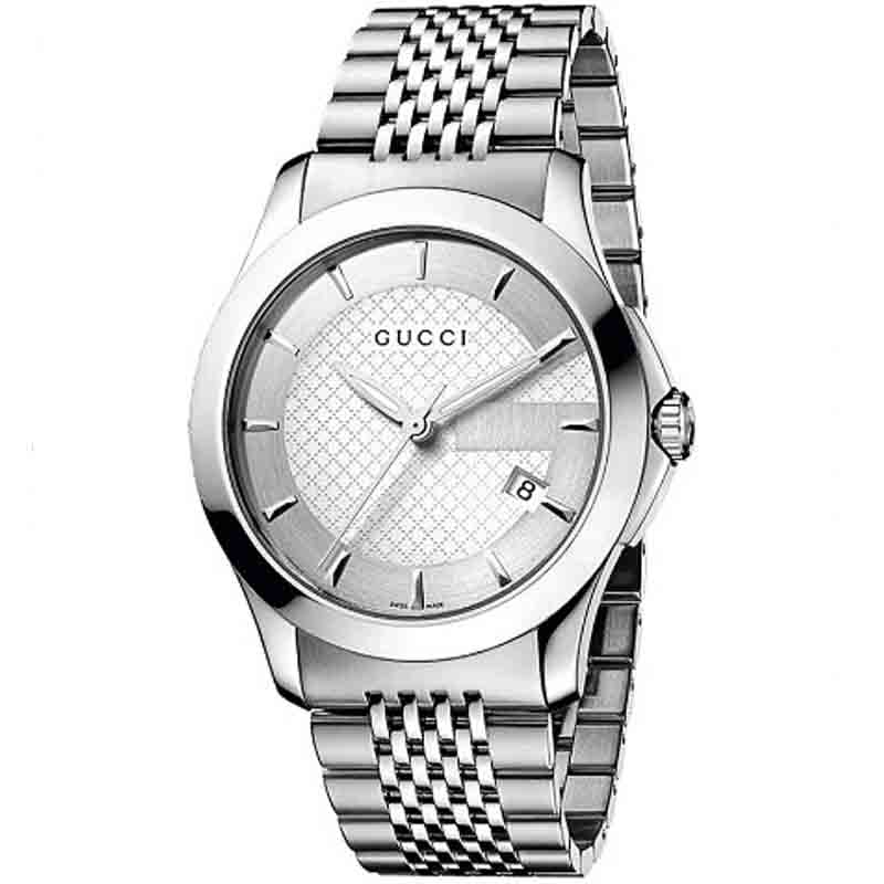  Shop Authentic Gucci G Timeless Silver Dial Silver Steel Strap Watch For Men - YA126401 - Luxxuri