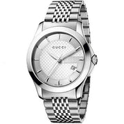 Shop Authentic Gucci G Timeless Silver Dial Silver Steel Strap Watch For Men - YA126401 - Luxxuri
