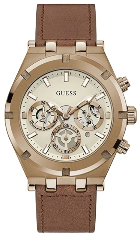  Shop Authentic Guess Analog Multifunction White Dial Brown Leather Strap Watch for Men - GW0262G3 - Luxxuri