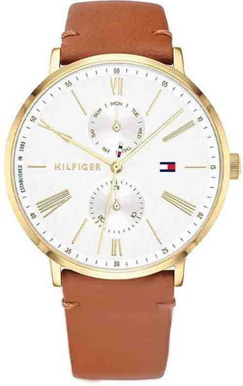  Shop Authentic Tommy Hilfiger Jenna Quartz White Dial Brown Leather Strap Watch for Women - 1782073 - Luxxuri