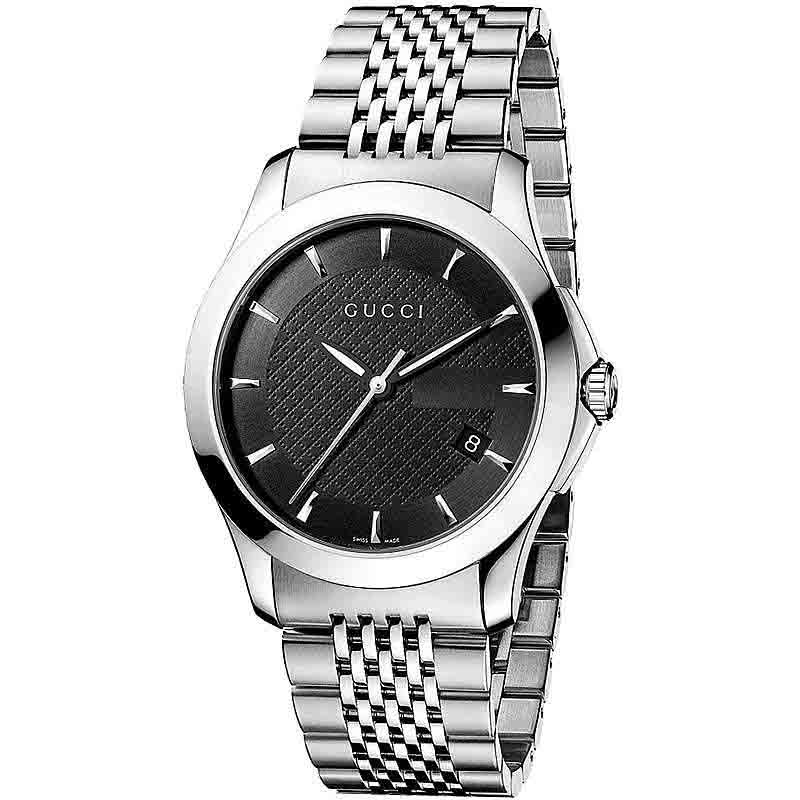  Shop Authentic Gucci G Timeless Black Dial Silver Steel Strap Watch For Men - YA126402 - Luxxuri