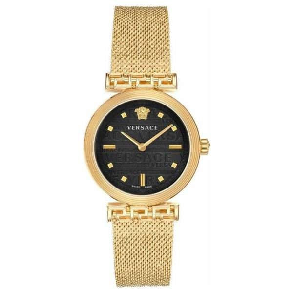  Shop Authentic Versace Meander Black Dial Gold Mesh Bracelet Watch for Women - VELW00720 - Luxxuri