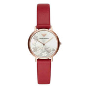  Shop Authentic Emporio Armani Kappa Classic Quartz Silver Dial Red Leather Strap Watch For Women - AR11114 - Luxxuri