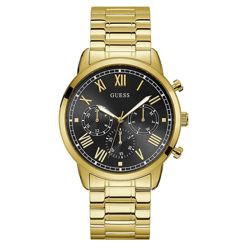  Shop Authentic Guess Hendrix Multifunction Black Dial Gold Steel Strap Watch for Men - W1309G2 - Luxxuri