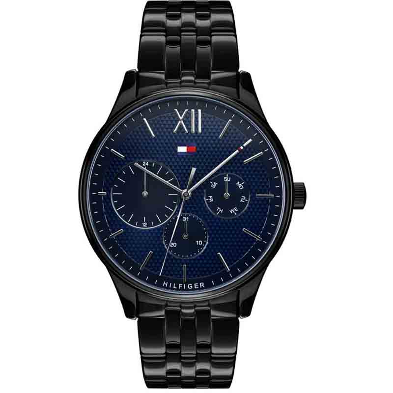  Shop Authentic Tommy Hilfiger Damon Quartz Chronograph Blue Dial Black Steel Strap Watch for Men - 1791454 - Luxxuri