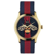  Shop Authentic Gucci G Timeless Bee Red & Blue Dial Red Two Tone Nylon Strap Watch For Men - YA1264061 - Luxxuri