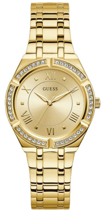  Shop Authentic Guess Cosmo Diamonds Gold Dial Gold Steel Strap Watch For Women - GW0033L2 - Luxxuri