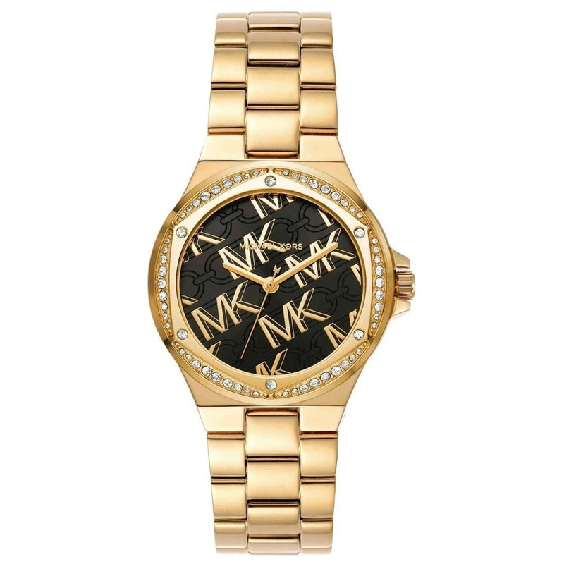  Shop Authentic Michael Kors Lennox Quartz Black Dial Gold Steel Strap Watch For Women - MK7404 - Luxxuri