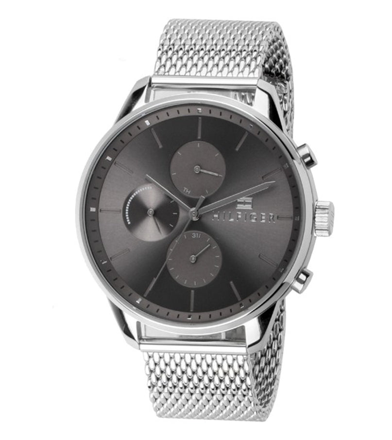  Shop Authentic Tommy Hilfiger Chase Quartz Grey Dial Silver Mesh Bracelet Watch For Men - 1791484 - Luxxuri