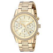 Shop Authentic Michael Kors Ritz Chronograph Gold Dial Gold Steel Strap Watch For Women - MK6597 - Luxxuri