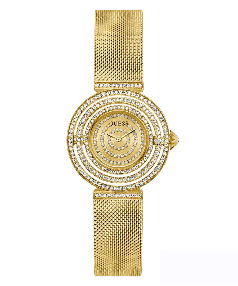  Shop Authentic Guess Dream Quartz Gold Dial Gold Mesh Strap Watch For Women - GW0550L2 - Luxxuri