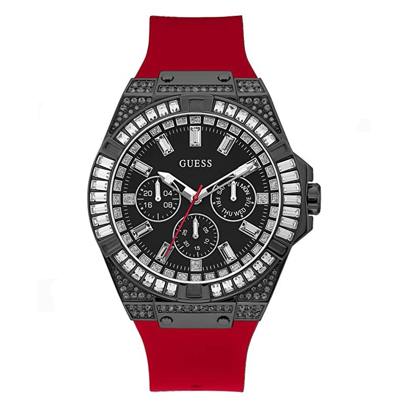  Shop Authentic Guess Mainline Multifunction Crystals Black Dial Red Silicone Strap Watch For Men - GW0208G6 - Luxxuri