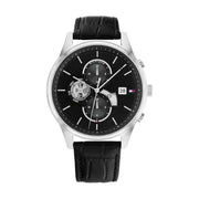 Shop Authentic Tommy Hilfiger Weston Chronograph Black Dial Black Leather Strap Watch For Men - 1710502 - Luxxuri
