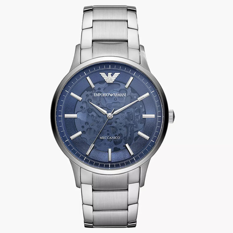  Shop Authentic Emporio Armani Renato Automatic Blue Dial Silver Steel Strap Watch For Men - AR60037 - Luxxuri