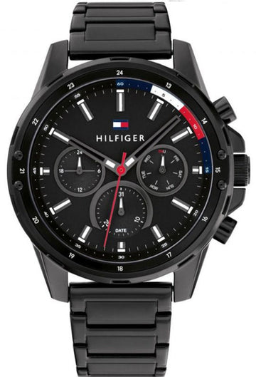  Shop Authentic Tommy Hilfiger Mason Chronograph Black Dial Black Steel Strap Watch For Men - 1791935 - Luxxuri