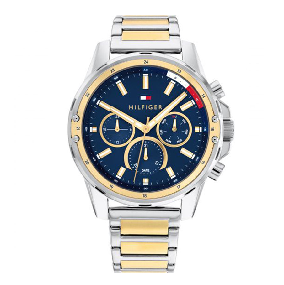 Shop Authentic Tommy Hilfiger Mason Chronograph Blue Dial Two Tone Steel Strap Watch For Men - 1791937 - Luxxuri