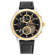  Shop Authentic Tommy Hilfiger Henry Chronograph Black Dial Black Leather Strap Watch For Men - 1710474 - Luxxuri