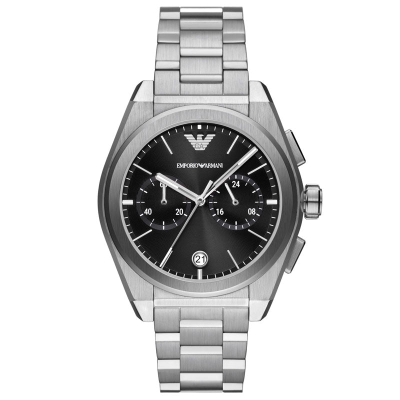  Shop Authentic Emporio Armani Federico Chronograph Black Dial Silver Steel Strap Watch For Men - AR11560 - Luxxuri