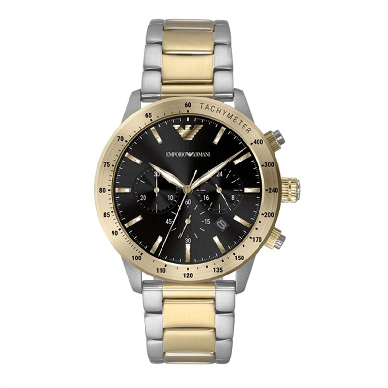  Shop Authentic Emporio Armani Analog Chronograph Black Dial Two Tone Steel Strap Watch For Men - AR11521 - Luxxuri