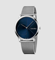  Shop Authentic Calvin Klein Minimal Blue Dial Silver Mesh Bracelet Watch for Men - K3M2112N - Luxxuri
