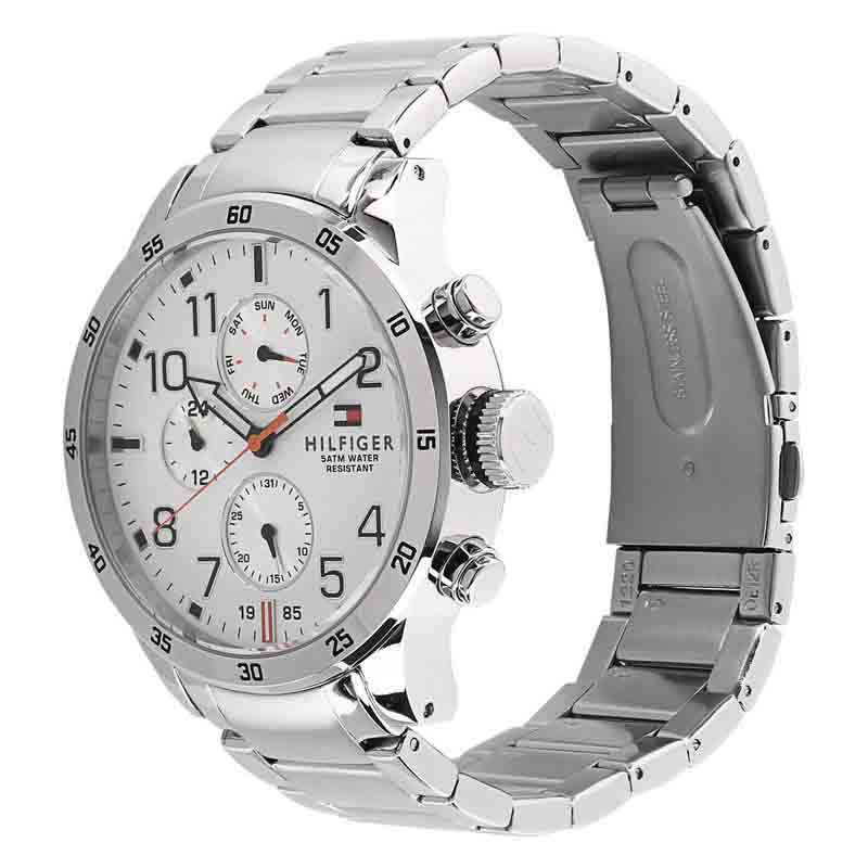  Shop Authentic Tommy Hilfiger Trent Multifunction White Dial Silver Steel Strap Watch for Men - 1791140 - Luxxuri