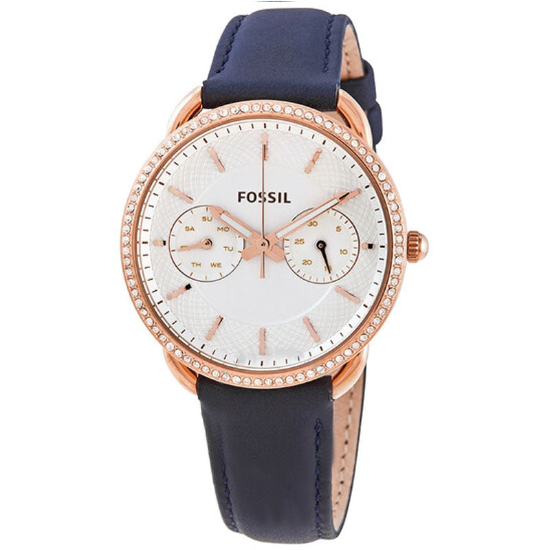 Shop Authentic Fossil Tailor White Dial Blue Leather Strap Watch for Women - ES4394 - Luxxuri