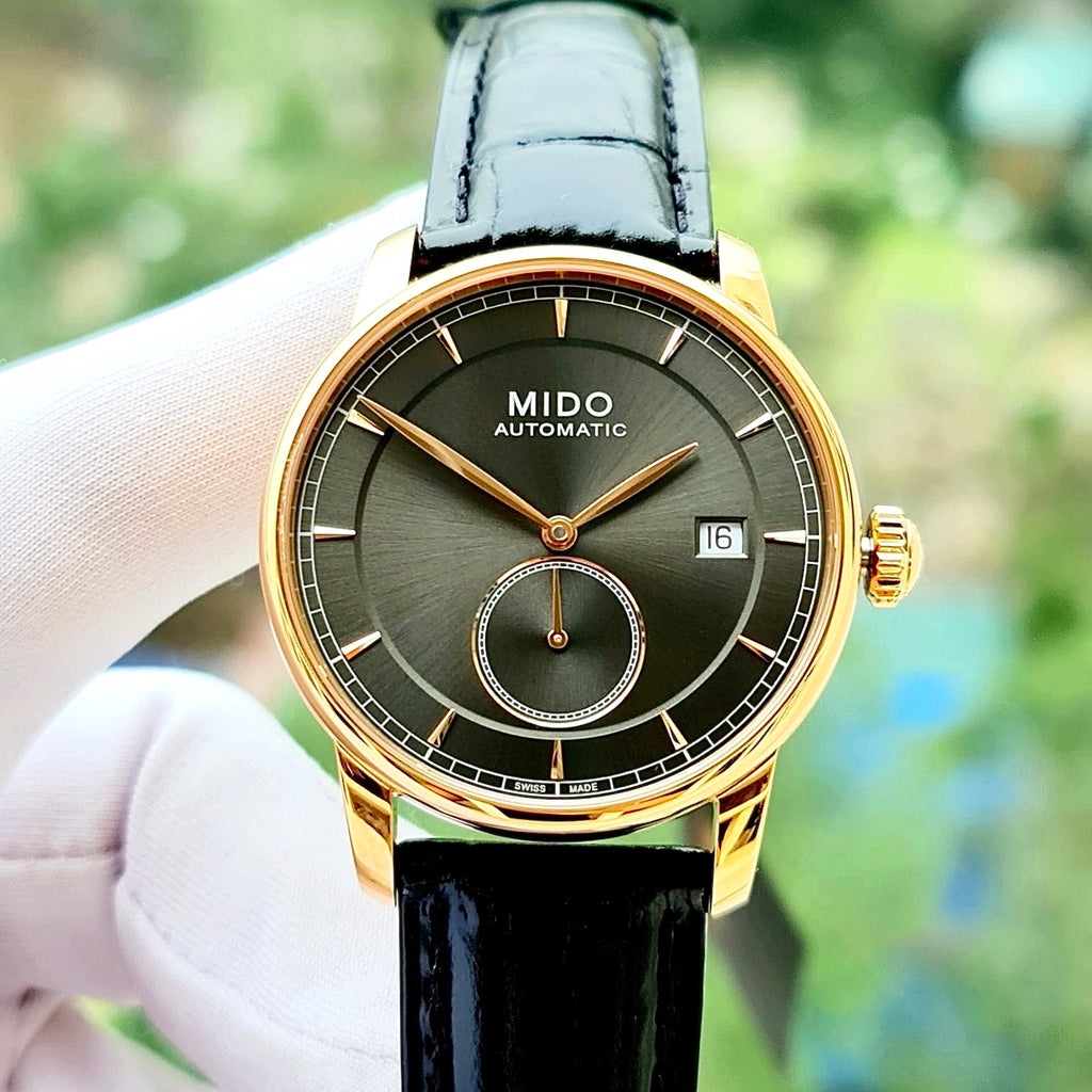 Shop Authentic Mido Baroncelli III Automatic Grey Dial Black Leather Strap Watch For Men - M8600.3.13.4 - Luxxuri