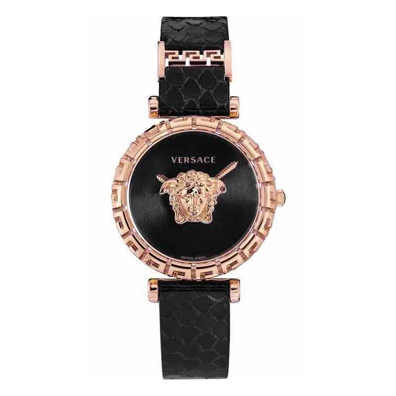  Shop Authentic Versace Palazzo Empire Greca Black Dial Black Leather Strap Watch for Women - VEDV00719 - Luxxuri