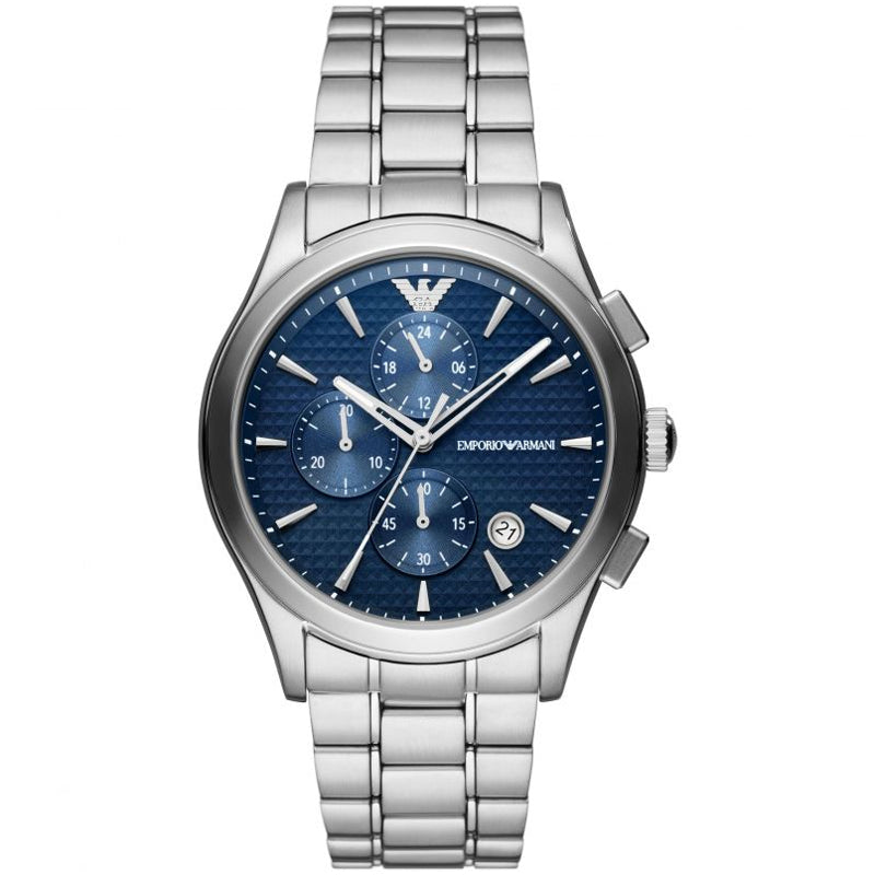 Shop Authentic Emporio Armani Chronograph Blue Dial Silver Steel Strap Watch For Men - AR11528 - Luxxuri