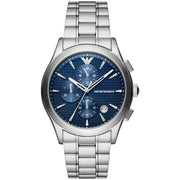  Shop Authentic Emporio Armani Chronograph Blue Dial Silver Steel Strap Watch For Men - AR11528 - Luxxuri