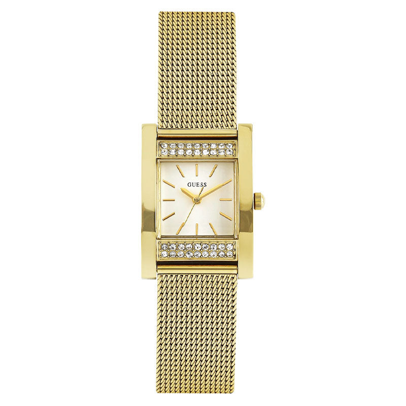  Shop Authentic Guess Nouveau Diamonds Gold Dial Gold Mesh Bracelet Watch for Women - W0127L2 - Luxxuri