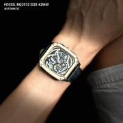  Shop Authentic Fossil Inscription Automatic Skeleton Rose Gold Dial Black Leather Strap Watch for Men - BQ2572 - Luxxuri