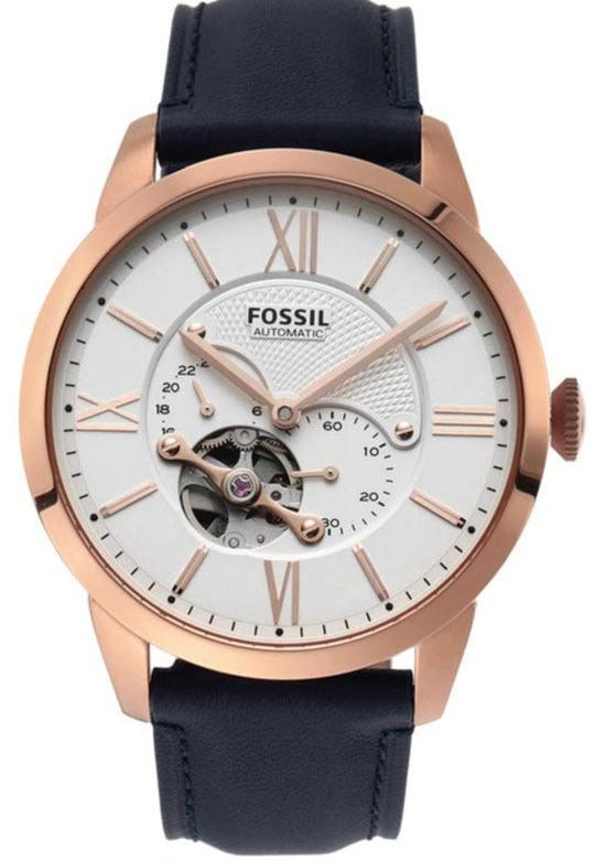  Shop Authentic Fossil Townsman Automatic White Dial Navy Blue Leather Strap Watch for Men - ME3171 - Luxxuri
