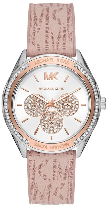  Shop Authentic Michael Kors Multifunction Silver Dial Pink Leather Strap Watch For Women - MK7206 - Luxxuri